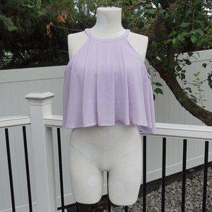 Lavender high-neck Flowy crop top